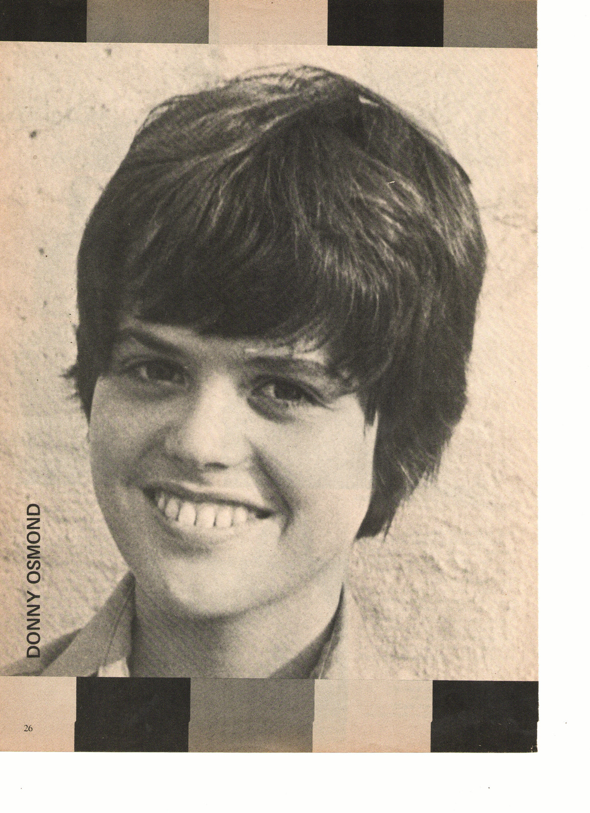 Donny Osmond teen magazine pinup clipping black and white nice teeth ...