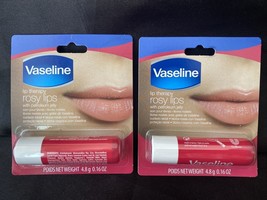 New Vaseline Lip Therapy Rosy Lips Lip Balm Petroleum Jelly .16oz Set Of 2 - $9.49