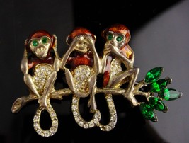 Vintage monkey brooch - Enamel monkey pin - whimsical gift -- figural pin  - $145.00