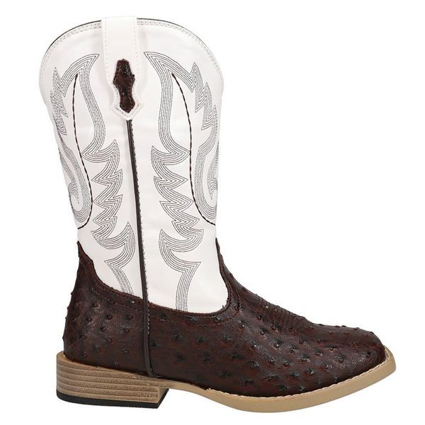 Bumps Faux Ostrich Square Toe Cowboy Boots (Big Kid) Women's Shoes