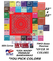 12-MIXED*USA Made Paisley 2-SIDED HAV-A-HANK Bandana Head Wrap Neck Scarf Hanky - $64.79