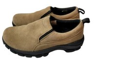 New LANDS END Boys Charcoal Tan Suede All Weather Slip-on Shoes Size 5M Youth - $24.65