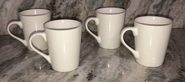 Royal Norfolk Off White Tall Stoneware Coffee Mugs Dinnerware Cups-Set Of 4-NEW - $59.28