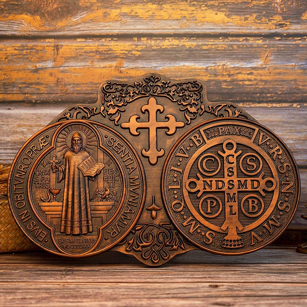 St. Benedict's Exorcism Medal Christian Exorcism Plaque - Wall Decor ...