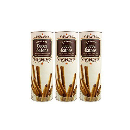 Trader Joe's Cocoa Chocolate Cream Wafer Cookies Batons 5 oz (Pack of 3