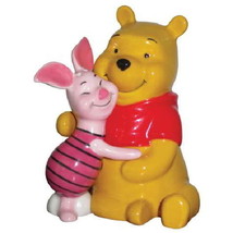 Disney Winnie the Pooh & Piglet Hugging Ceramic Salt & Pepper Shakers Set UNUSED - $29.02