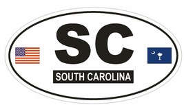 SC South Carolina Oval Bumper Sticker or Helmet Sticker D774 Euro Oval with Flag - $1.39+