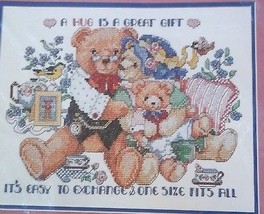 Stamped Cross Stitch Linda Gillum 40905 Bucilla Teddy Bears Hugs - $12.86