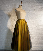 Black Yellow Tulle Maxi Skirt Outfit Plus Size Romantic Long Tutu Party Skirt  image 2
