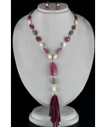 Certified Natural RUBY Nugget PEARL DIAMOND Bead Statement Necklace 18K ... - $5,510.00