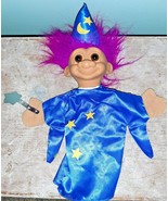 Wizard Hand Puppet Magical Stars Wand Russ Magician Purple Hair - $12.19