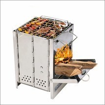 Backpacking Wood Stove, Foldable Camping Stove, Stainless Steel, Small Size - $34.99