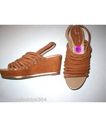 New $235 Womens 8.5 Donald J Pliner Wedge Platform Sandals Brown Shoes Suede  - $232.65