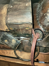 Vintage Harpham Western Saddle Iron Stirrups Early 1900s  image 6