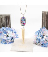 Kendra Scott Rayne Teal Tie Dye Glass Long Pendant Necklace NWT - $83.66