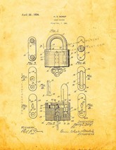 Lock Casing Patent Print - Golden Look - $7.95+