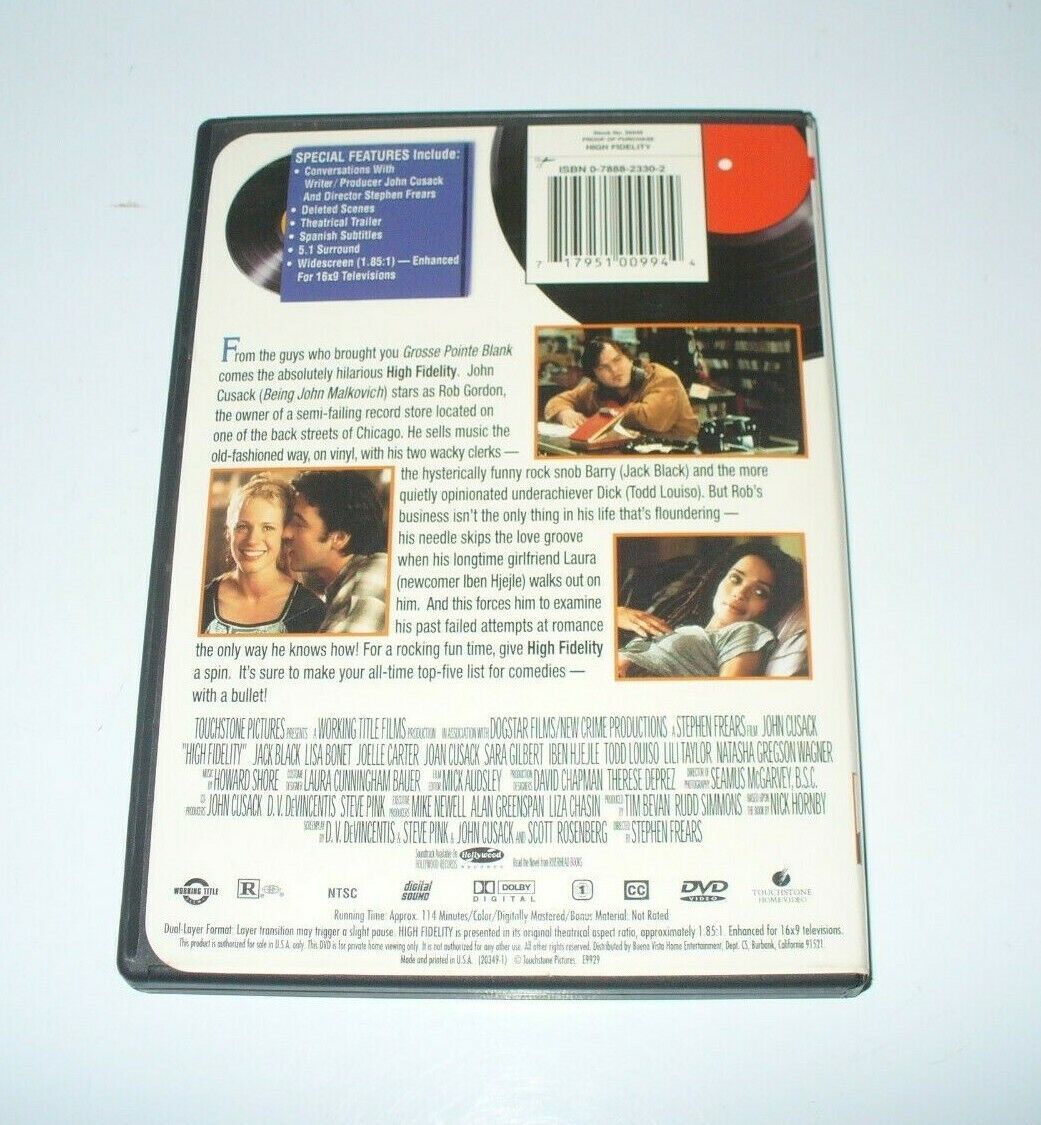 High Fidelity (DVD, 2000) John Cusack, Iben Hjejle, Jack Black ...