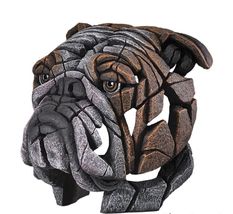 British Bulldog Bust by Edge Sculpture 12.5" High Collectible Stone Resin Brown image 2