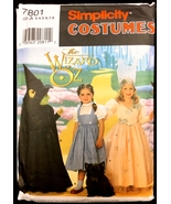 Part Cut Wizard Oz Sz 3 -8 Dorothy Glinda Witch Costume Simplicity 7801 Pattern - $6.99