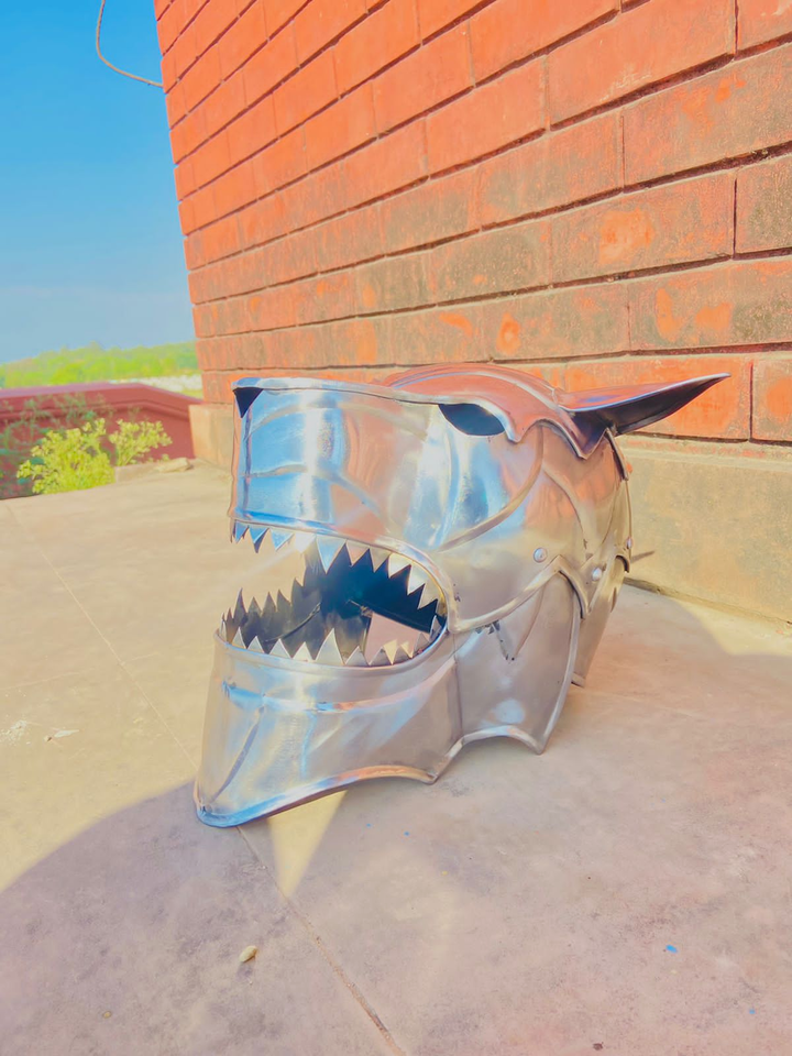 Medieval Wolf Helmet 18 Gauge Battle Ready Premium Gothic Metal Helmet
