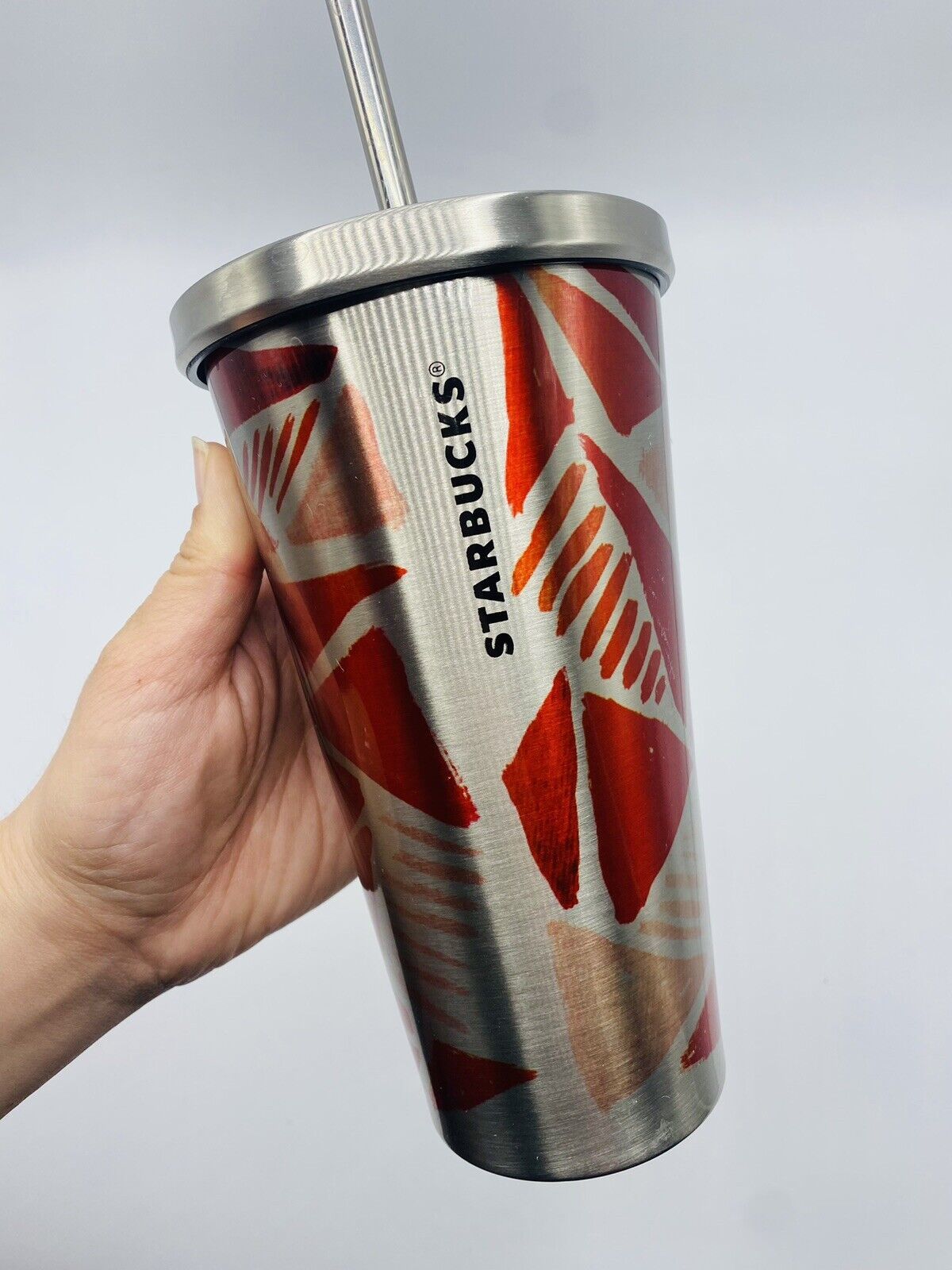Starbucks Travel Tumbler Cup Matte Metal Stainless Steel Red Copper With  Straw Rare HTF 