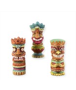 Tiki Totem Statues Set of 3 Polyresin With Textural Detailing 9.8&quot; High ... - $98.99