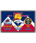 Denver City Of Champions Avalanche Broncos Nuggets Flag 90x150cm 3x5ft Banner - $14.95