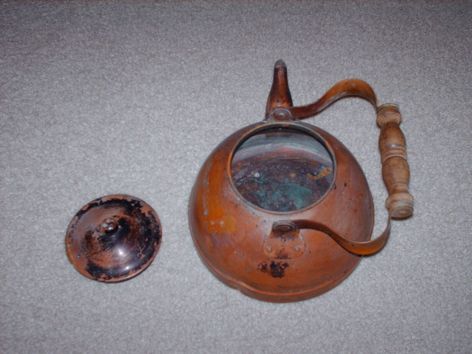 Vintage Copper Tea Kettle Rustic Primitive Tea Kettle Made 