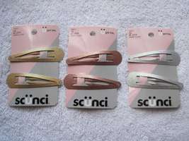 2 Scunci Large 3" Metal Glitter Snap Contour Hair Clips Conair Silver Gold Pink - $10.00