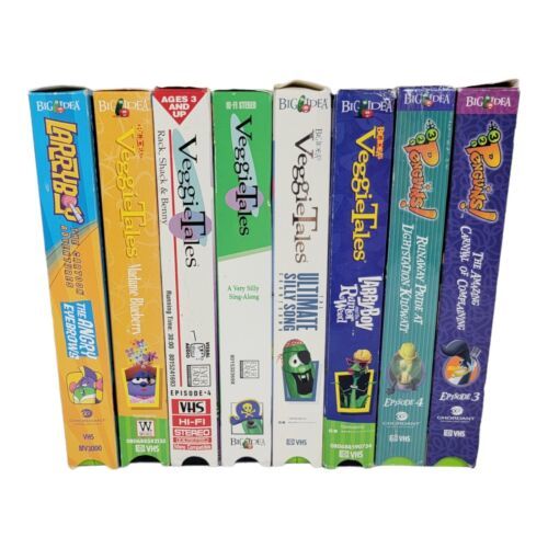 Veggie Tales VHS Tapes Lot of 8 Christian Animated Tales VG 321 ...