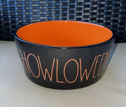 New Rae Dunn Halloween HOWLOWEEN Orange Black LARGE Pet Dish Cat Dog Bowl - $21.99