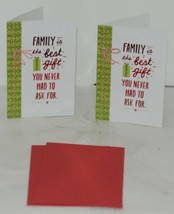 Hallmark XZH 349 1 Family Gift Red White Tie Christmas Card Red Envelope Package image 1