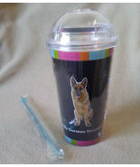 DOG LOVERS CUP German Shepherd Double Wall Insulated with Straw NEW - $10.99