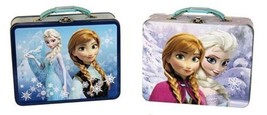 Disney's Frozen Embossed Large Carry All Tin Tote Lunchboxes Set of 2 NEW UNUSED - $19.34