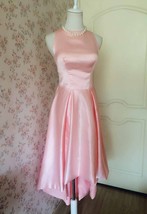 Vintage Blush Pink Taffeta High Low  Prom Dress Blush Sleeveless Wedding Dresses