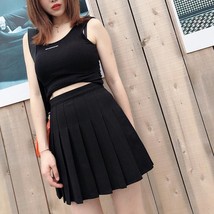 Women Girls Black Pleated Skirt Plus Size Black Pleated Mini Skirt Tennis Skirt image 1