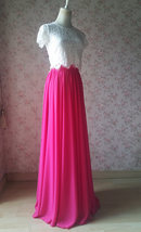 Fuchsia Hot Pink Full Chiffon Skirt Floor Length Summer Bridesmaid Chiffon Skirt image 5