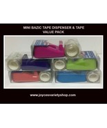 Mini Tape Dispenser &amp; Clear Tape Value Pack 1&quot; Core Variety Colors Bazic - $7.99+