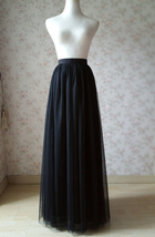 BLACK Long Maxi Tulle Skirt High Waisted Black Tulle Skirt Plus Size Black Skirt image 13
