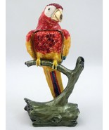 Bejeweled Scarlet Macaw Parrot Hinged Trinket Jewelry Box Jeweled Enamel... - $93.10