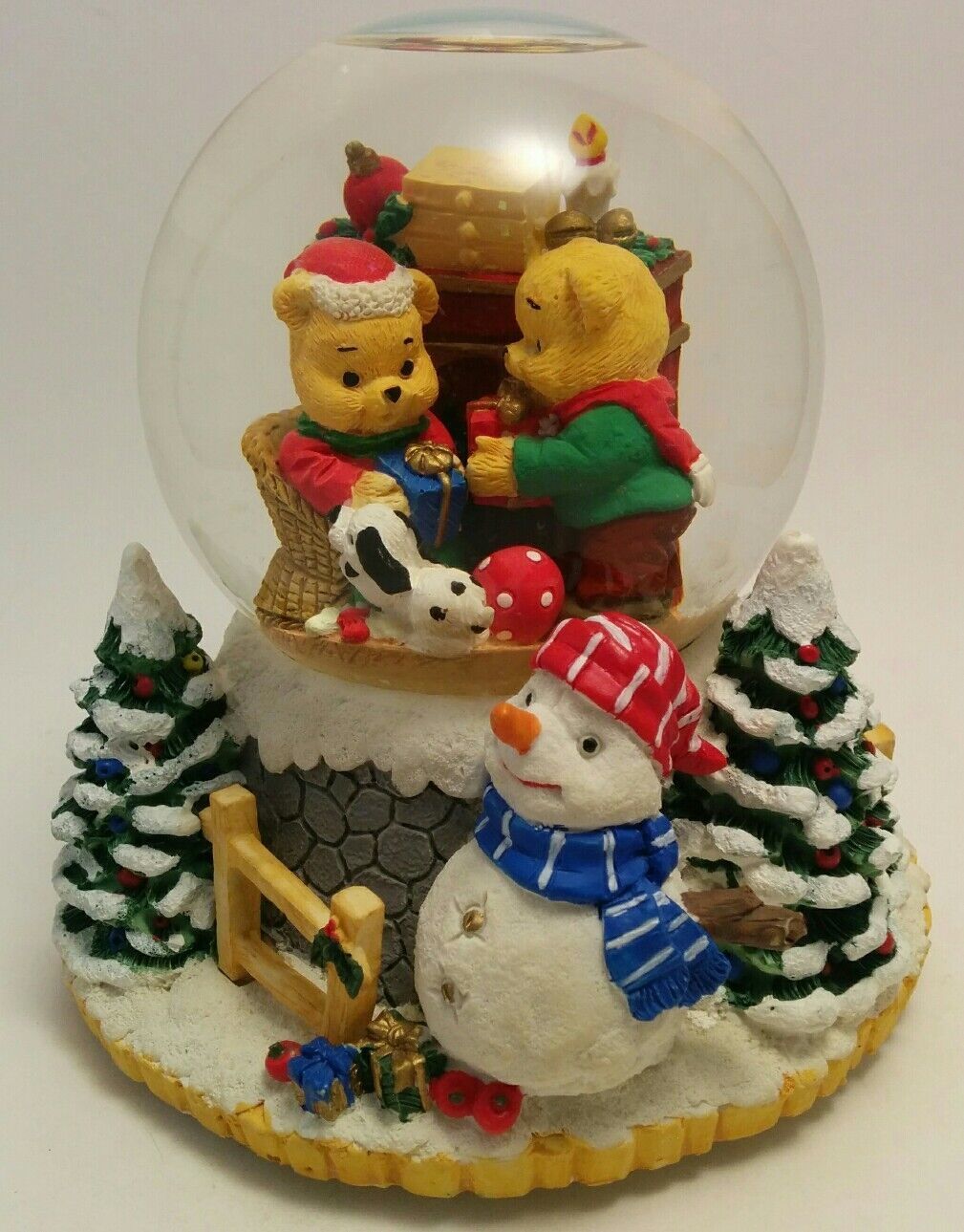 VTG San Francisco Music Box Company Snow Water Globe Christmas Holiday Teddys Music Boxes