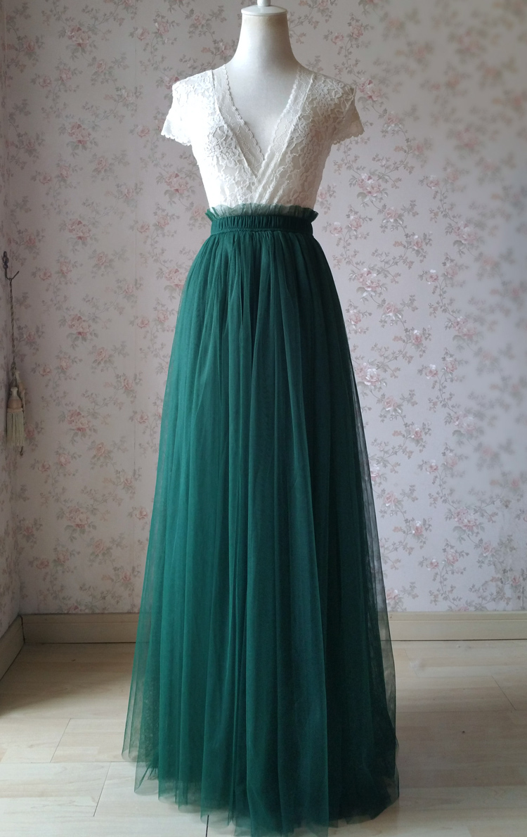 Green wedding tulle skirt 58 elastic 2
