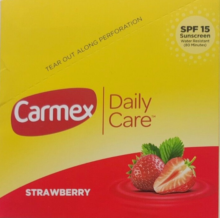 12 Ct Carmex Click-Stick Moisturizing Lip Balm SPF 15 Strawberry 0.15 oz - $21.31