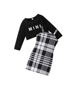 2pcs Plaid Pattern Sundress &amp; Crop Sweatshirt Set Kids Clothes For Sprin... - $8.40