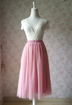 Dusty Rose High Waist Midi Tulle Skirt Plus Size Bridal Bridesmaid Tulle Skirts