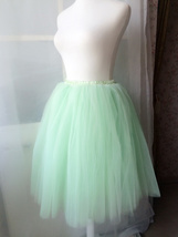 Mint Green Knee Length Tutu Skirts, Womens 4-Layered Tulle Skirt, Plus Size image 3