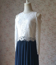 White Lace V Neck Top Sleeveless Lace Top Bridesmaid Separate Lace Top Plus Size image 14