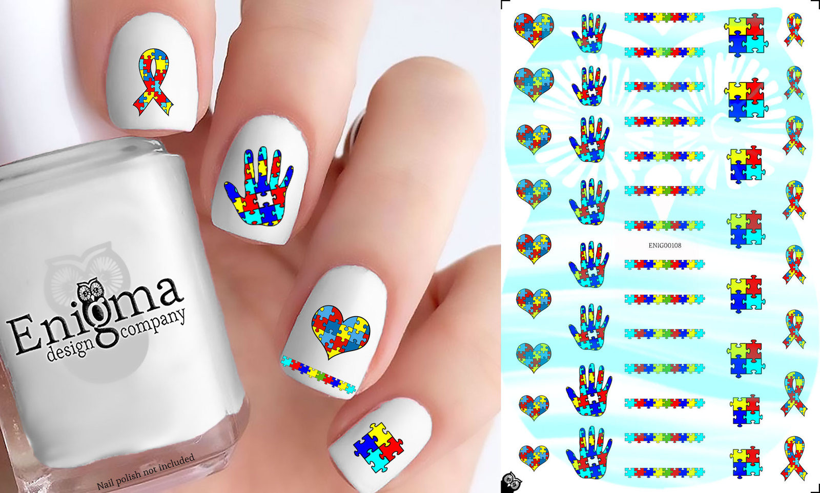 Autism Awareness Nail Decals (Set of 47) Nail Art