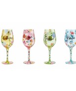 Lolita Wine Glasses Set of 4 Hand Painted with Endearing Sentiments 15 o... - $163.34