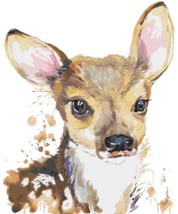 Counted Cross Stitch pattern watercolor fawn chart 212 * 264 stitches BN... - $3.99